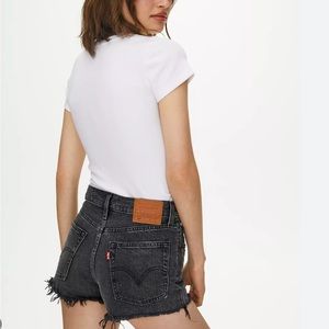 Levi’s 501 high waisted jean black shorts